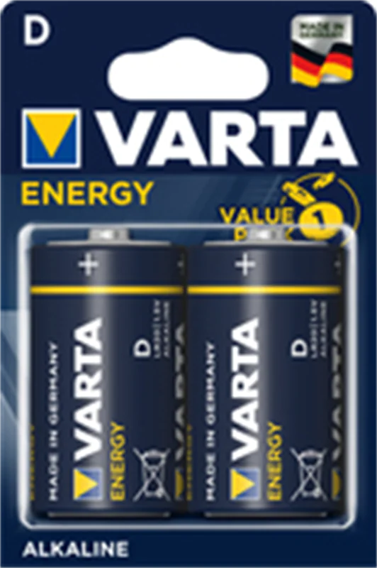 Varta ENERGY D, Einwegbatterie, D, Alkali, 1,5 V, 2 Stück(e), Blau 04120229412