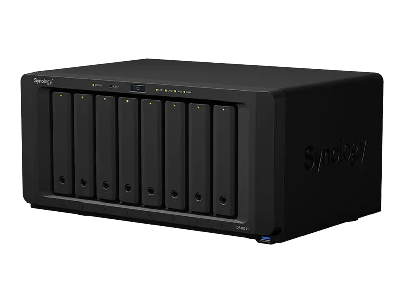 Synology Disk Station DS1821+ - NAS-Server - 8 Schächte - SATA 6Gb/s - RAID RAID 0, 1, 5, 6, 10, JBOD - RAM 4 GB - Gigabit Ethernet - iSCSI Support