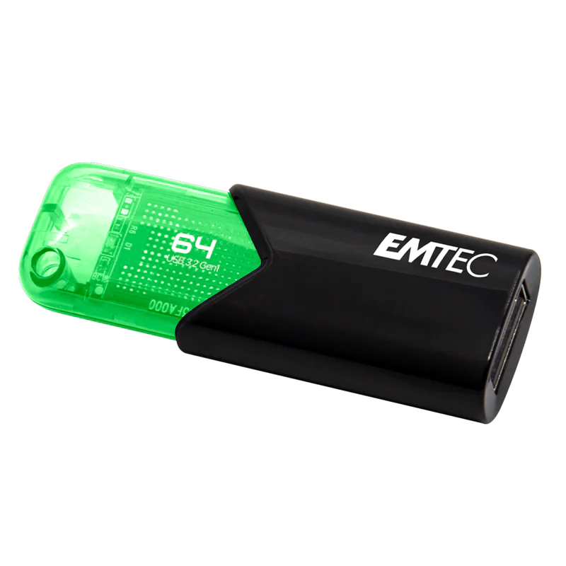 EMTEC B110 Click Easy 3.2 - USB-Flash-Laufwerk - 64 GB - USB 3.2 Gen 1 - grün, Schwarz