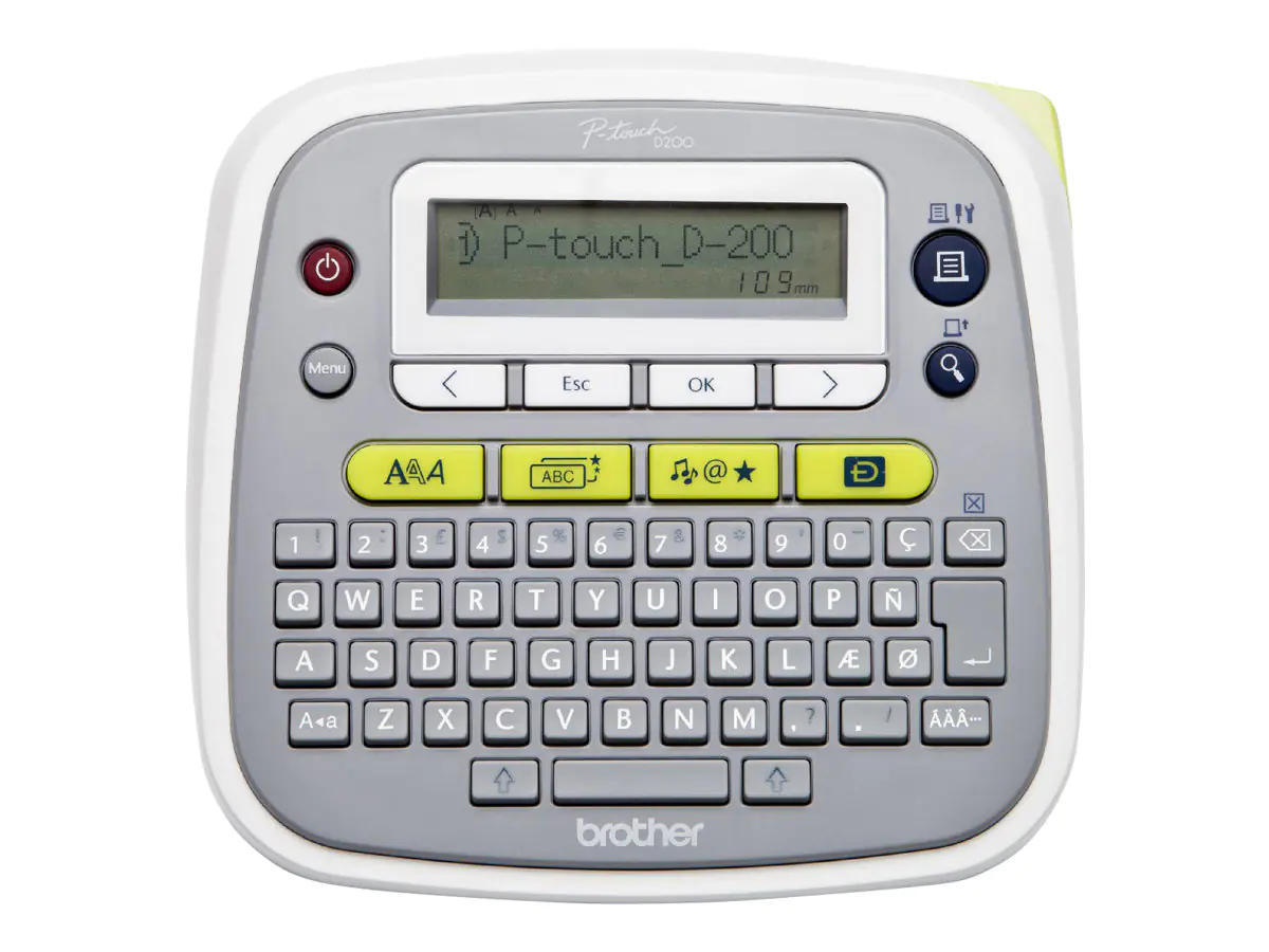 Brother P-Touch PT-D200 - Beschriftungsgerät - s/w - Thermotransfer - Rolle (1,2 cm) - 180 dpi - bis zu 20 mm/Sek. - 2-zeiliger Druck - Grau, weiß