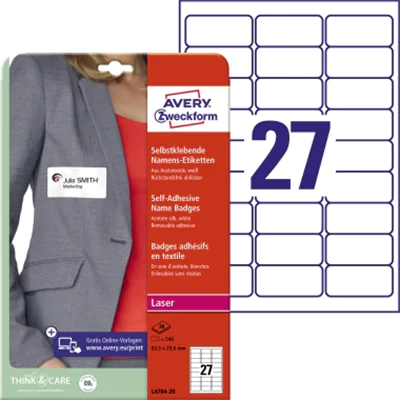 Avery Zweckform Namensetikett L4784-20 63,5x29,6mm 540 St./Pack. Avery Zweckform Namensetikett L4784-20 63,5x29,6mm 540 St./Pack.