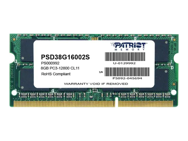 Patriot Signature Line - DDR3 - Modul - 8 GB - SO DIMM 204-PIN - 1600 MHz / PC3-12800 - CL11 - 1.5 V - ungepuffert - non-ECC
