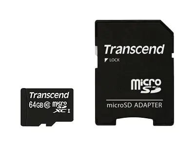 Transcend Premium - Flash-Speicherkarte (microSDHC/SD-Adapter inbegriffen) - 64 GB - UHS Class 1 / Class10 - 300x - microSDXC UHS-I Transcend Premium - Flash-Speicherkarte (microSDHC/SD-Adapter inbegriffen) - 64 GB - UHS Class 1 / Class10 - 300x - microSDXC UHS-I