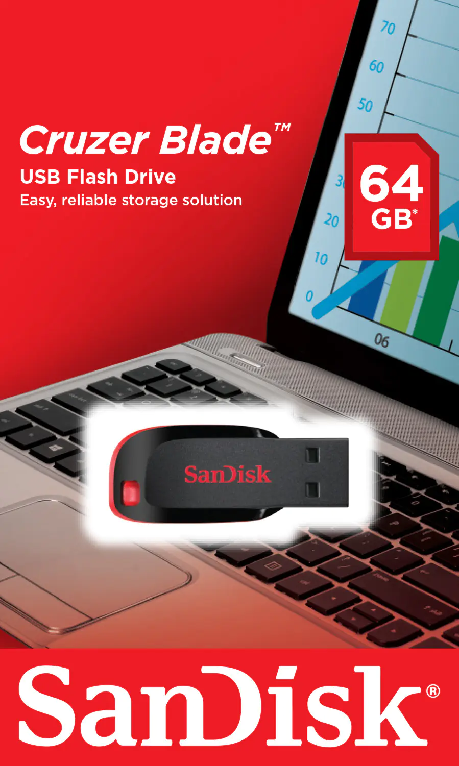 SanDisk Cruzer Blade - USB-Flash-Laufwerk - 64 GB - USB 2.0 - Schwarz, Rot SanDisk Cruzer Blade - USB-Flash-Laufwerk - 64 GB - USB 2.0 - Schwarz, Rot