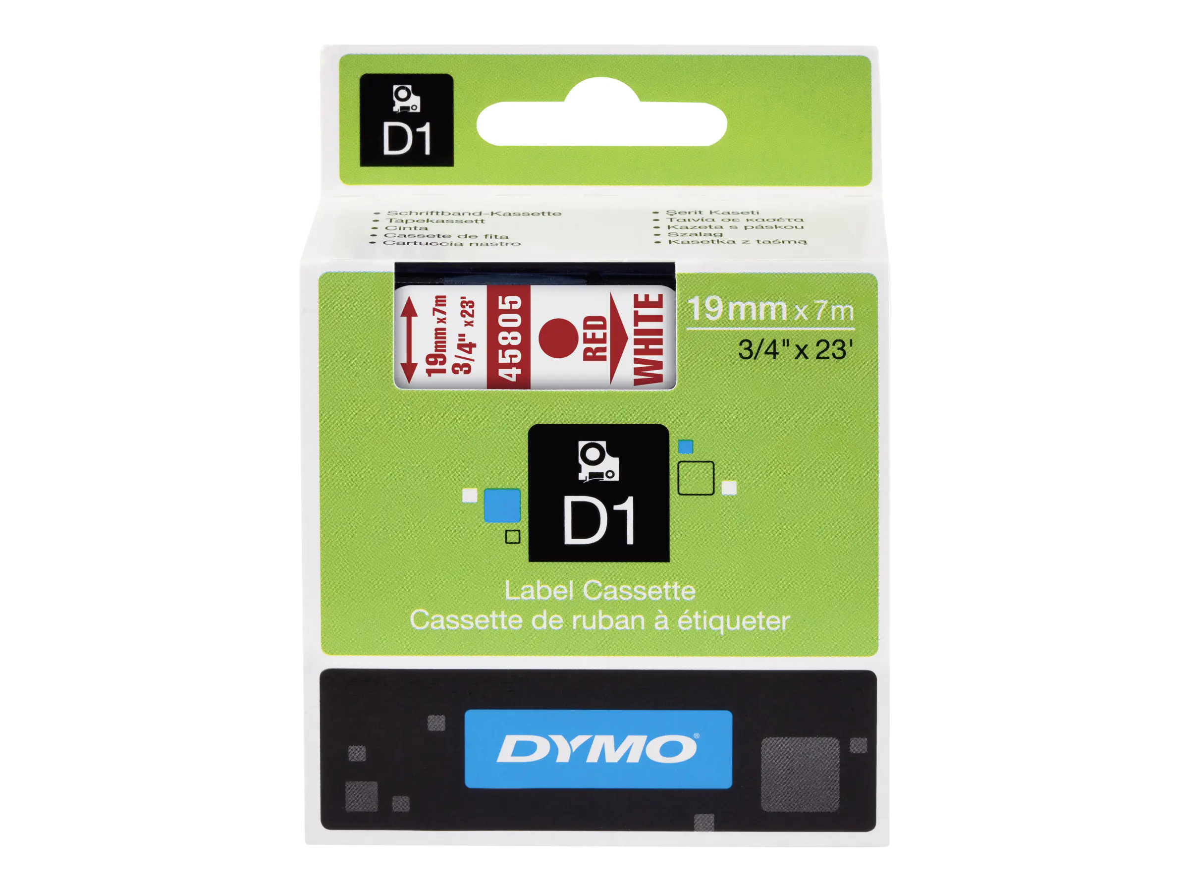 DYMO D1 - Selbstklebend - Rot auf Weiß - Rolle (1,9 cm x 7 m) 1 Kassette(n) Etikettenband - für LabelMANAGER 360, 400, 420, 450, 500, PC, PC2, Wireless PnP; LabelPOINT 300, 350
