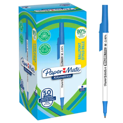 Paper Mate Kugelschreiber Kilometrico 1mm M blau Farbe des Schaftes: weiß 50 St./Pack. Paper Mate Kugelschreiber Kilometrico 1mm M blau Farbe des Schaftes: weiß 50 St./Pack.