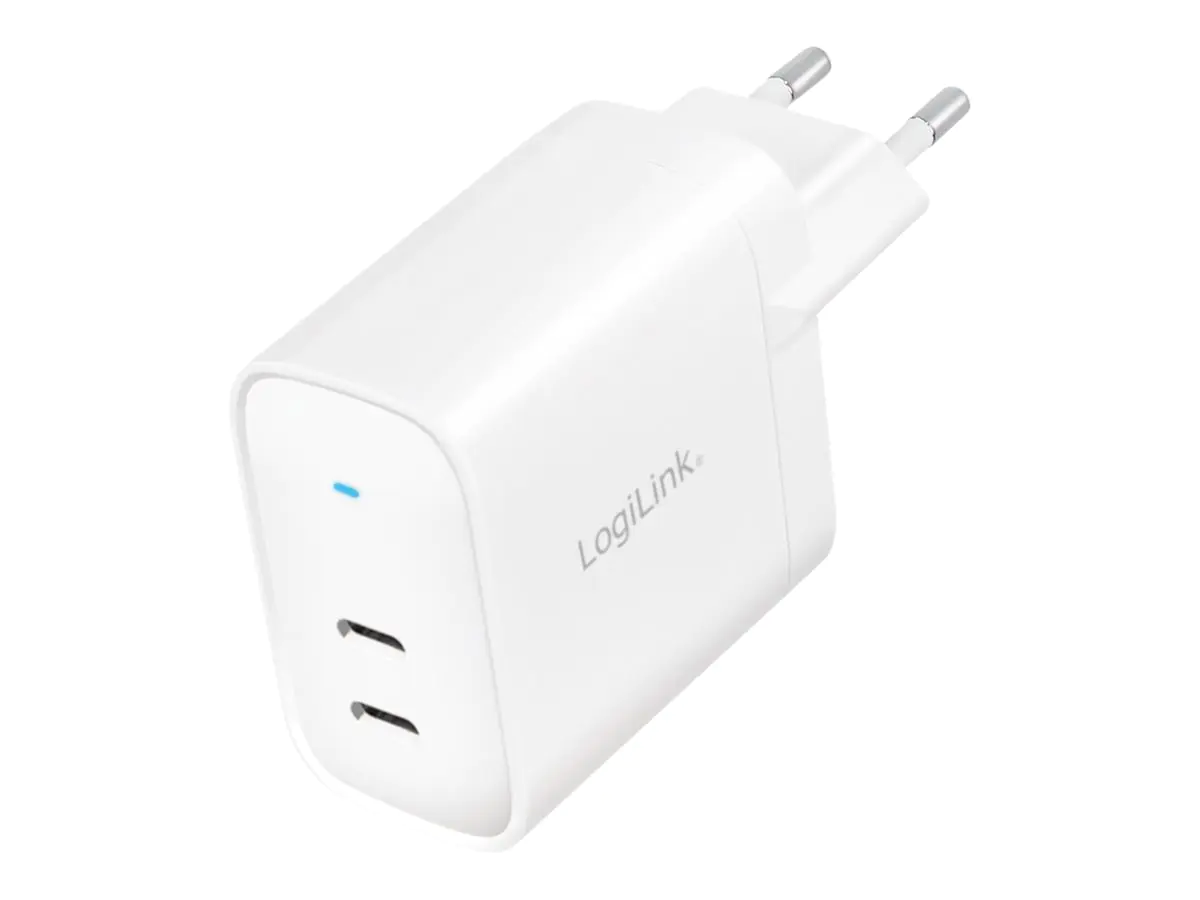 LogiLink Netzteil - GaN-Technologie - 40 Watt - 3 A - Fast Charge, PD/PPS - 2 Ausgabeanschlussstellen (2 x USB-C) PA0282
