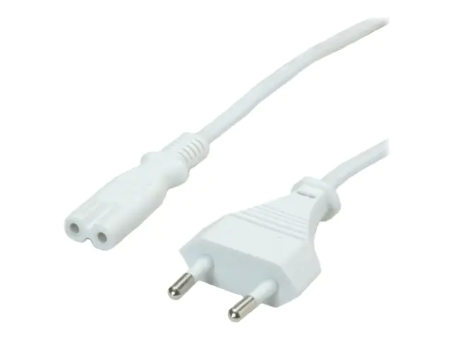 VALUE - Stromkabel - Eurostecker (M) zu IEC 60320 C7 - Wechselstrom 250 V - 2.5 A - 1.8 m - geformt - weiß