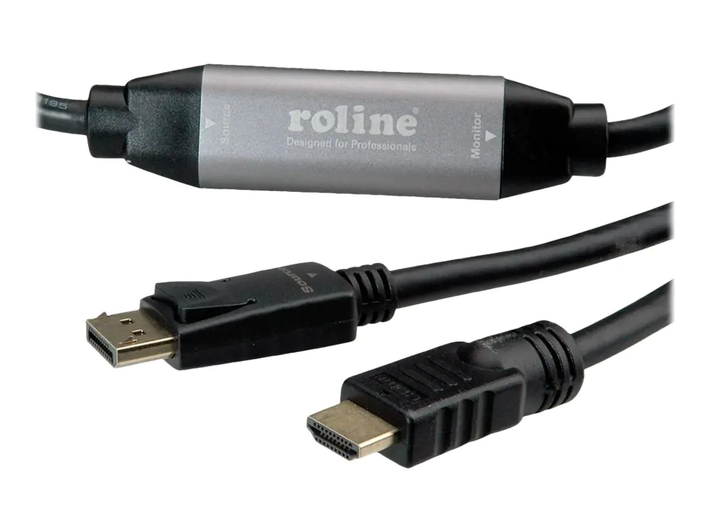 Roline - Adapterkabel - DisplayPort männlich zu HDMI männlich - 10 m - Schwarz - unterstützt 4K 60 Hz (3840 x 2160)