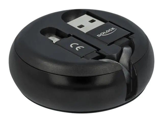 Delock - USB-Kabel - USB (M) zu Micro-USB Typ B (M) - 5 V - 2.1 A - 46/46 cm - einziehbar, flach - Schwarz