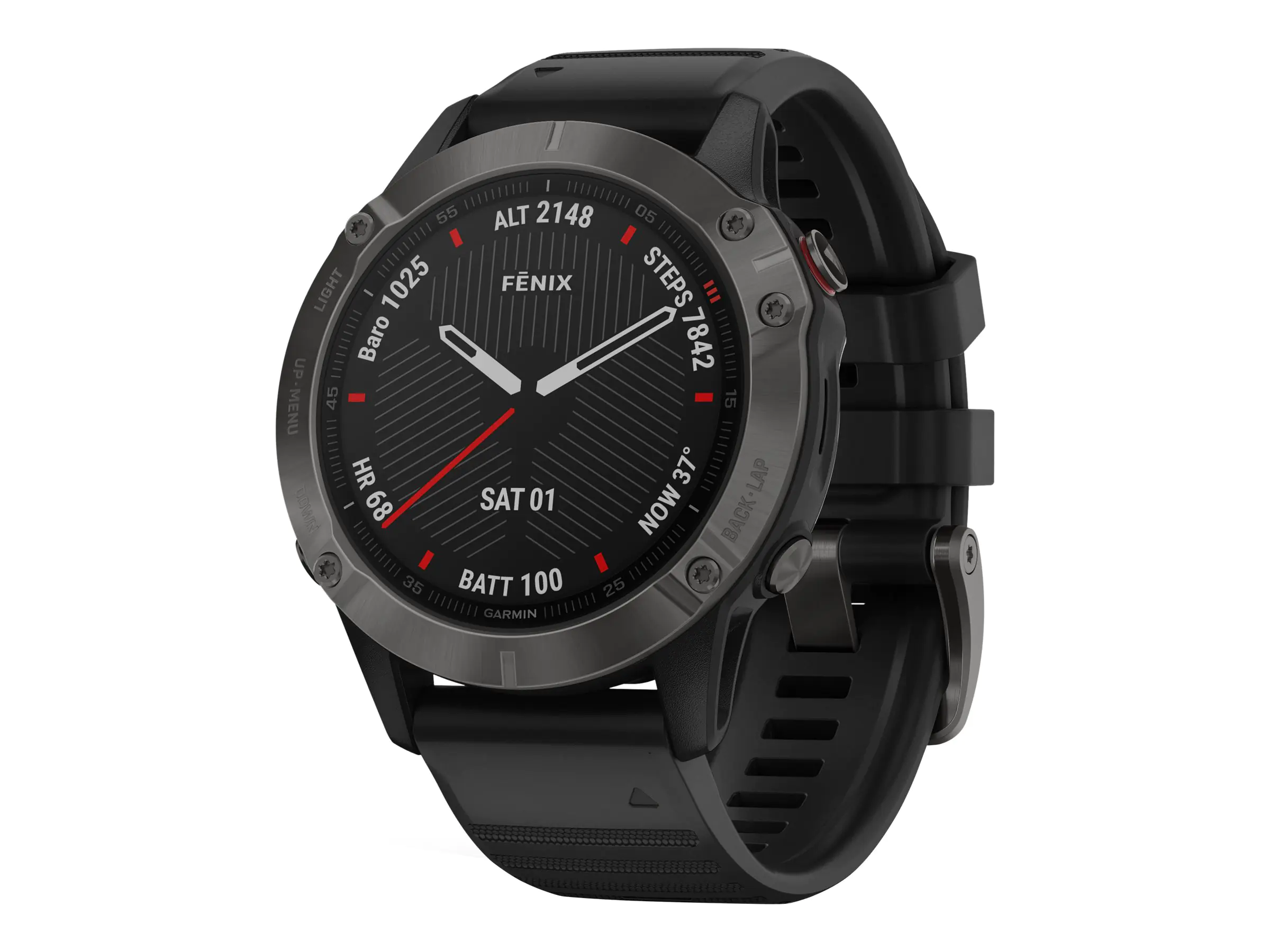 Garmin fenix 6 Sapphire - 47 mm - Carbon Gray DLC - Sportuhr mit Band - Silikon - schwarz -