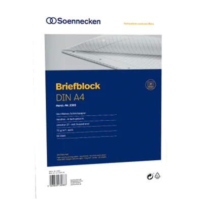 Soennecken Briefblock 2303 DIN A4 gelocht Lineatur27 liniert 50Blatt Soennecken Briefblock 2303 DIN A4 gelocht Lineatur27 liniert 50Blatt