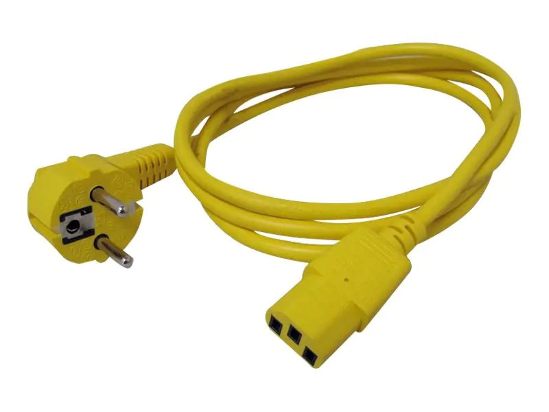 Roline - Stromkabel - CEE 7/7 (M) gewinkelt bis IEC 60320 C13 gerade - Wechselstrom 250 V - 10 A - 1.8 m - Gelb - Deutschland