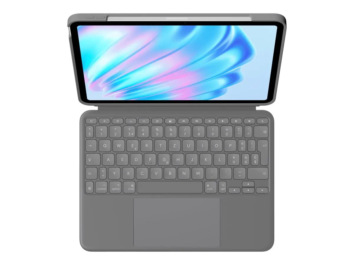 Logitech Combo Touch - Tastatur und Foliohülle - mit Trackpad - hintergrundbeleuchtet - Apple Smart connector - QWERTZ - Schweizerisch - Oxford Gray - für Apple 11-inch iPad Air (M2, M3) 920-012630