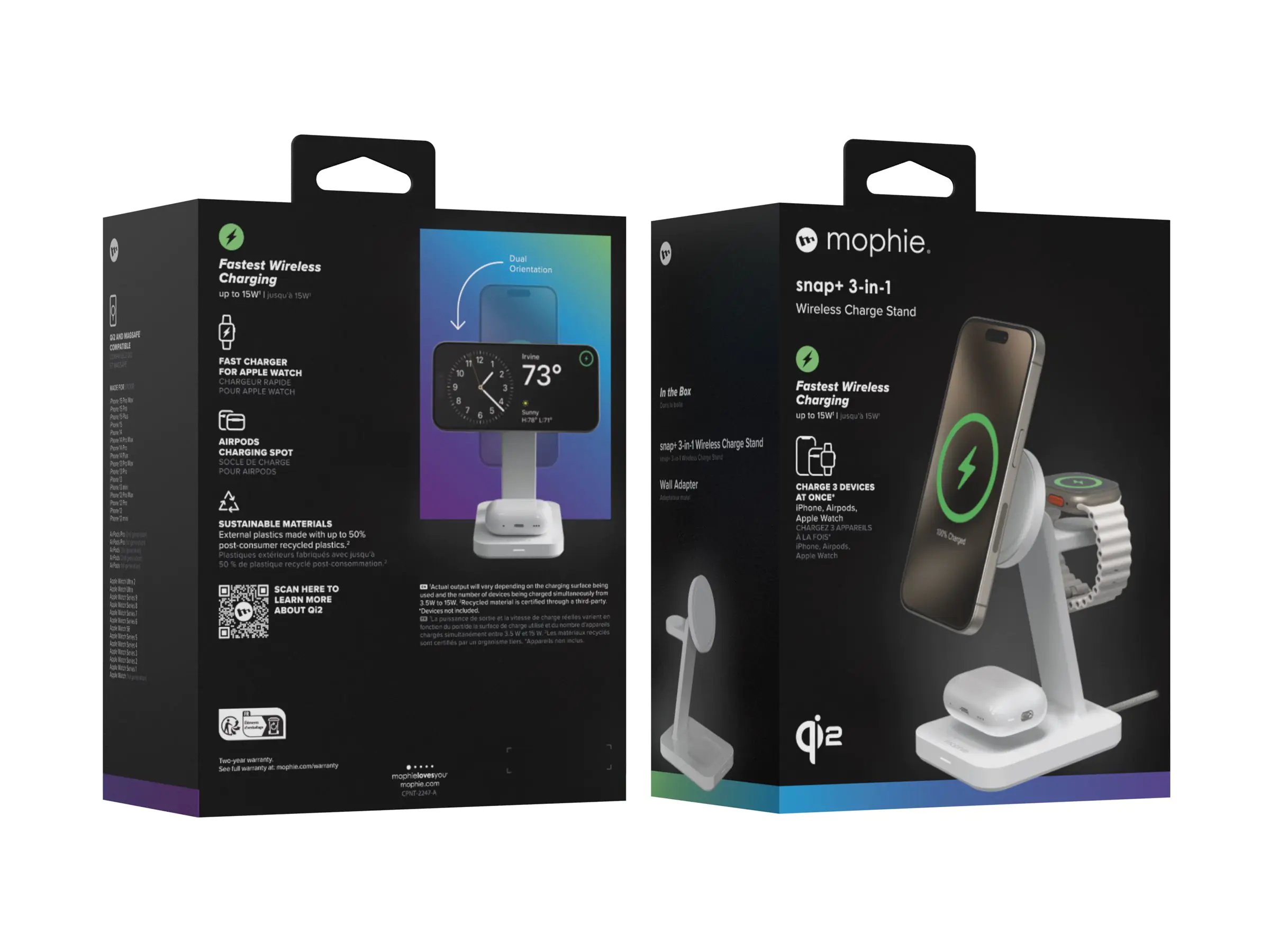 mophie snap+ 3-in-1 - Kabelloses Ladegerät - 15 Watt