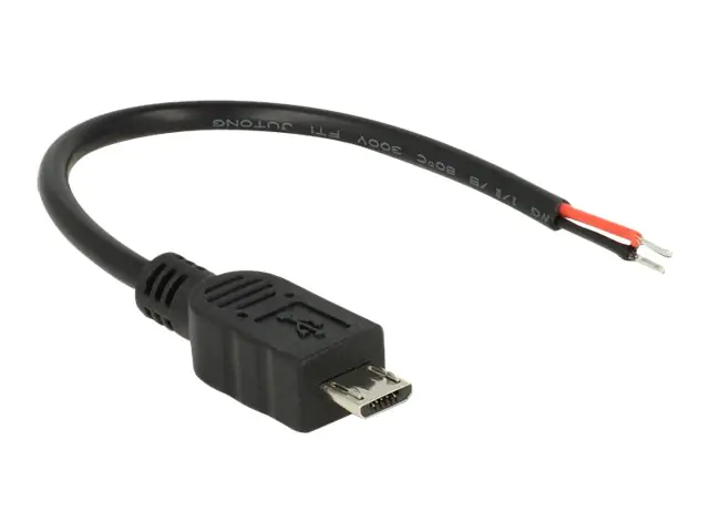 Delock - Stromkabel - ohne Stecker bis Mikro-USB Typ B (nur Strom) (M) - 10 cm - Schwarz