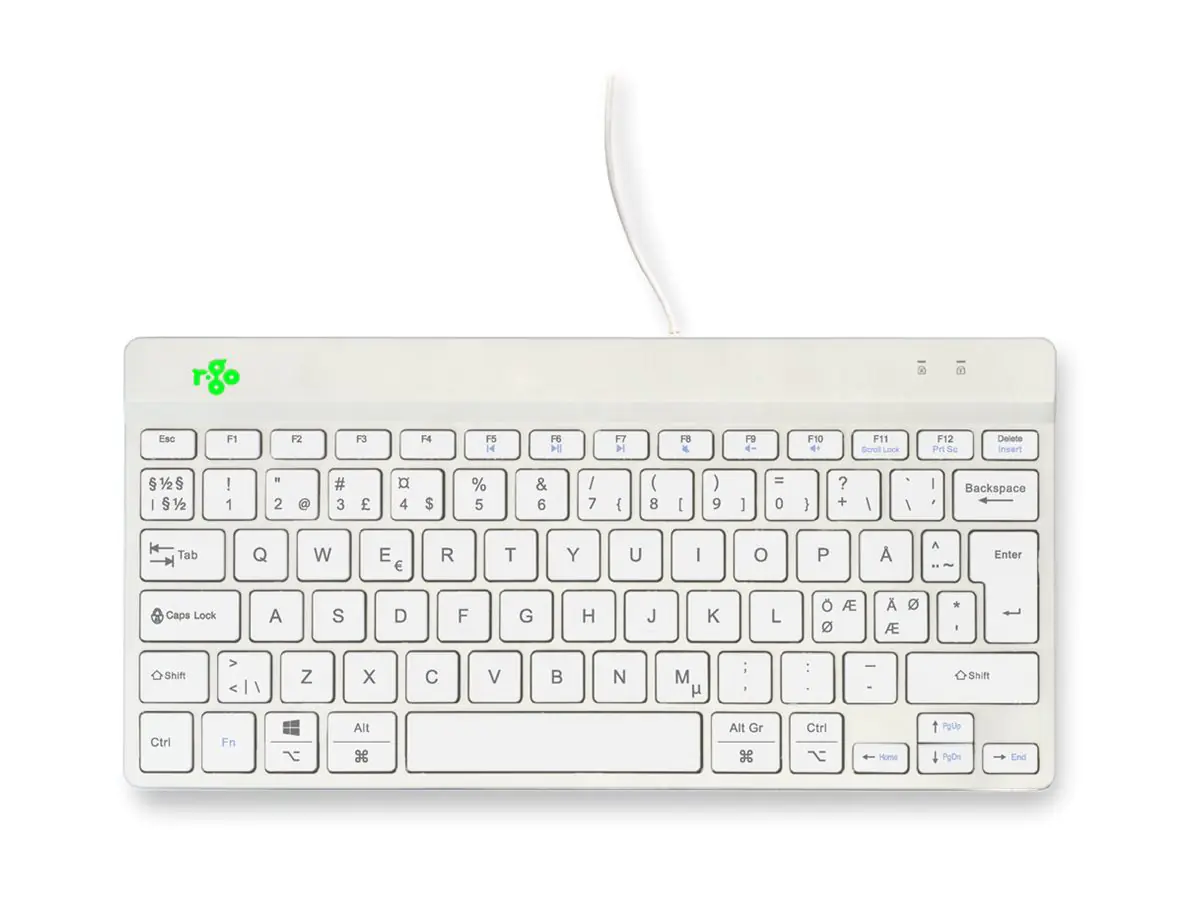 R-Go Compact Break - Tastatur - mit integrierter Pauseanzeige - USB-C - QWERTY - Nordisch - weiß