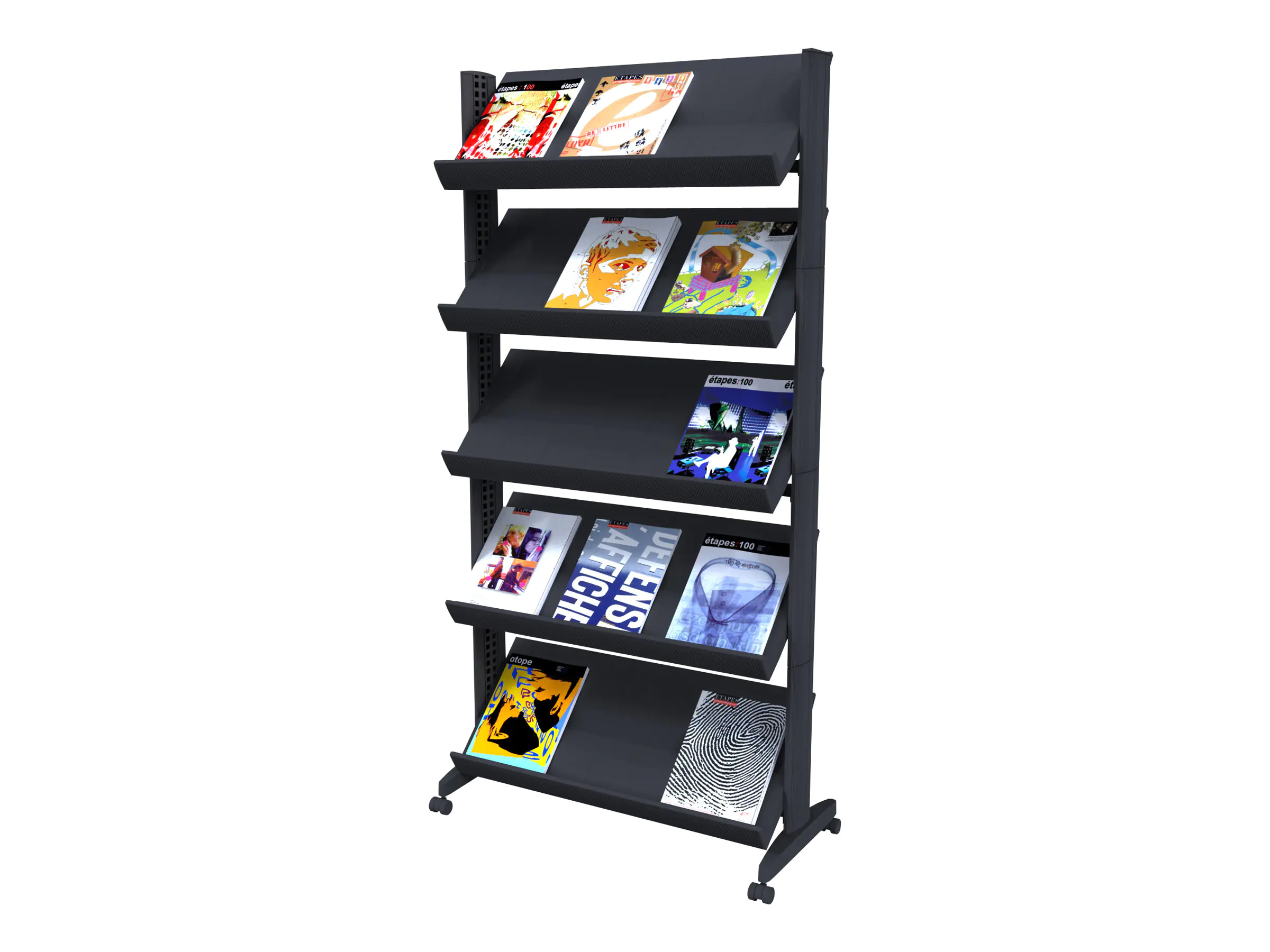 Paperflow Prospektständer Uno 255N.01 5Auflagen mobil schwarz