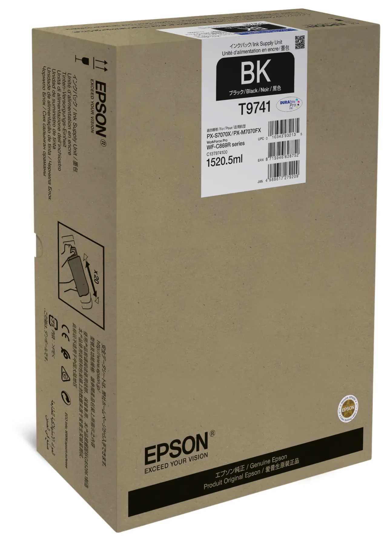 Epson T9741 - 1520.5 ml - Größe XXL - Schwarz - Original - Tintenpatrone - für WorkForce Pro WF-C869R, WF-C869RD3TWFC, WF-C869RDTWF, WF-C869RDTWFC