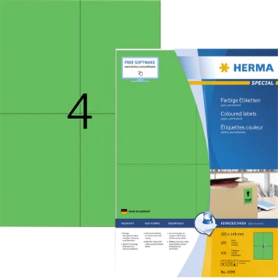 HERMA Etikett SPECIAL 4399 105x148mm grün 400 St./Pack. HERMA Etikett SPECIAL 4399 105x148mm grün 400 St./Pack.