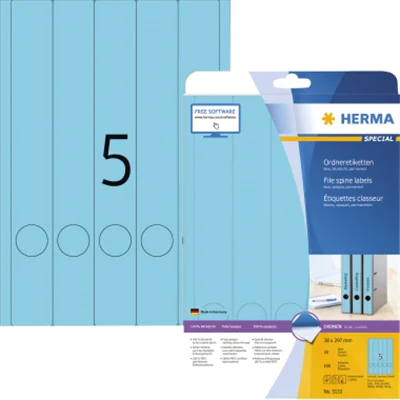HERMA Ordneretiketten 5133 DIN A4 38x297mm blau 100 St./Pack HERMA Ordneretiketten 5133 DIN A4 38x297mm blau 100 St./Pack