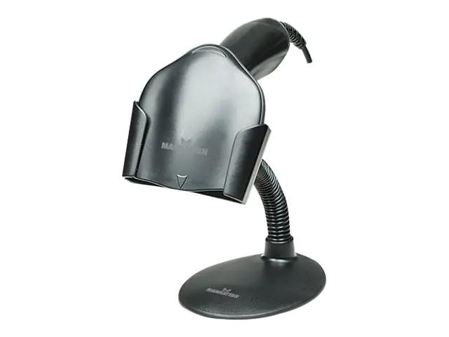 Manhattan Handheld Barcode Scanner Stand, Gooseneck with base, suitable for table mount or wall mountable, Black, Lifetime Warranty, Box - Barcode-Scanner-Ständer - auf Counter montierbar, geeignet für Wandmontage - Schwarz