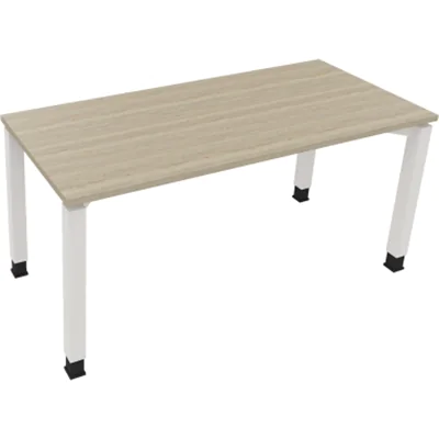 Schreibtisch Vierfuß Quadratrohr B1600xT700xH680-820 ws/Eiche Natur