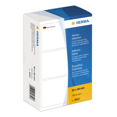 HERMA Adressetikett 4311 95x48mm zickzack ws 1.000 ST./Pack. HERMA Adressetikett 4311 95x48mm zickzack ws 1.000 ST./Pack.