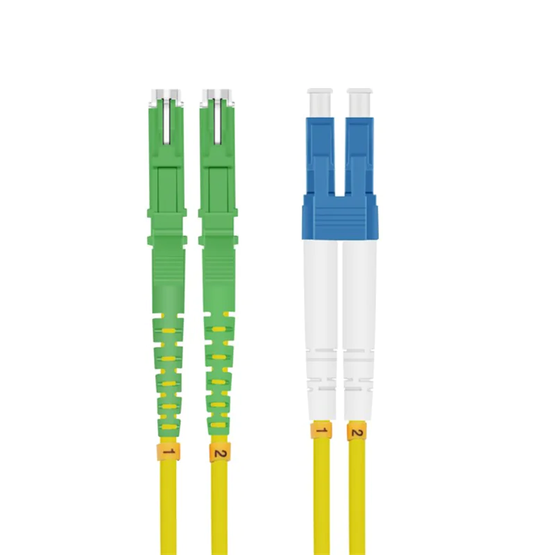 Helos - Patch-Kabel - E2000/APC Einzelmodus (M) zu LC Single-Modus (M) - 5 m - Glasfaser - Duplex - 9/125 Mikrometer - OS2 - Gelb