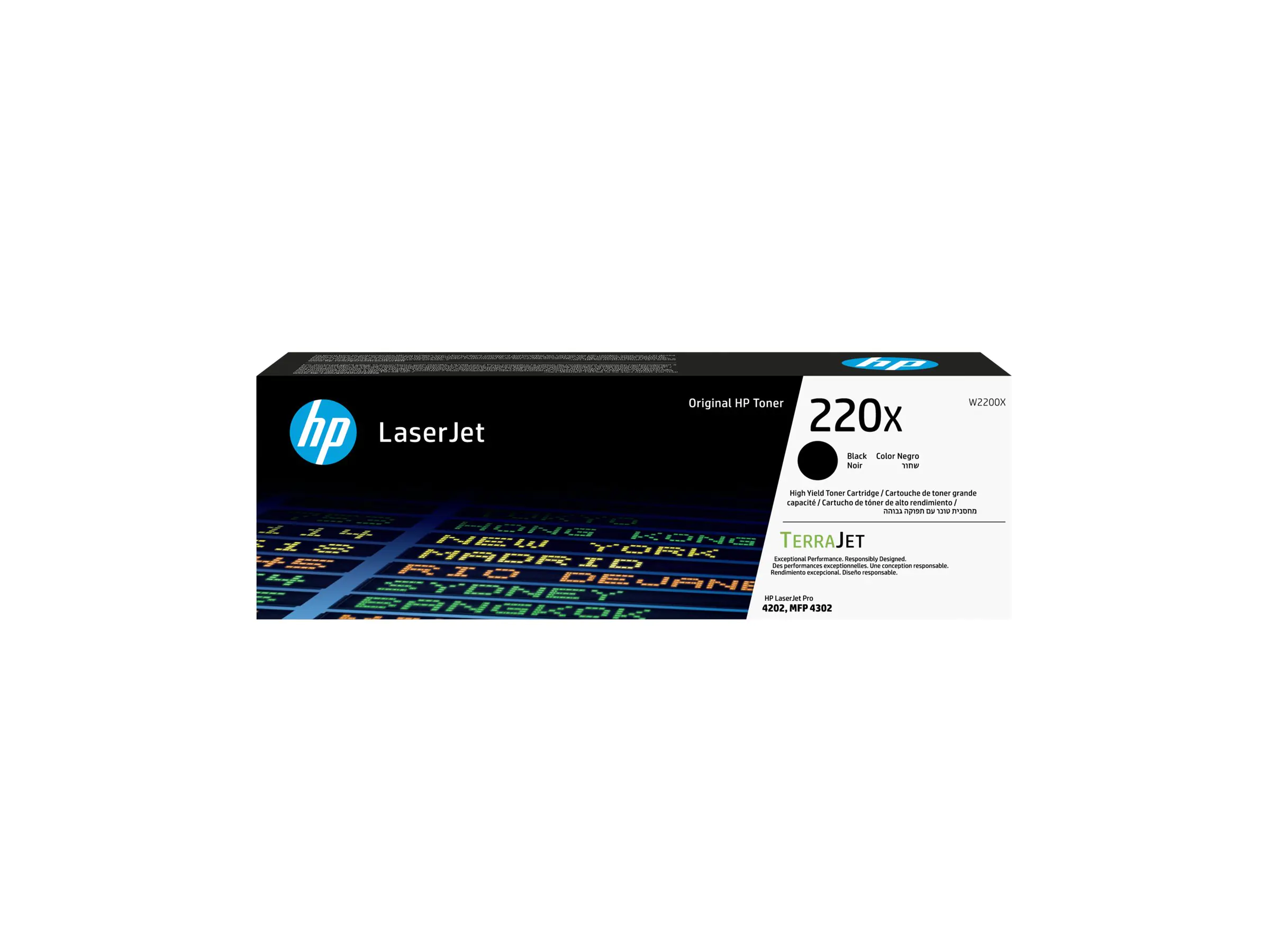 HP 220X - Hohe Ergiebigkeit - Schwarz - original - LaserJet - Box - Tonerpatrone (W2200X) - für Color LaserJet 4302; Color LaserJet Pro 4202, 4302, MFP 4303