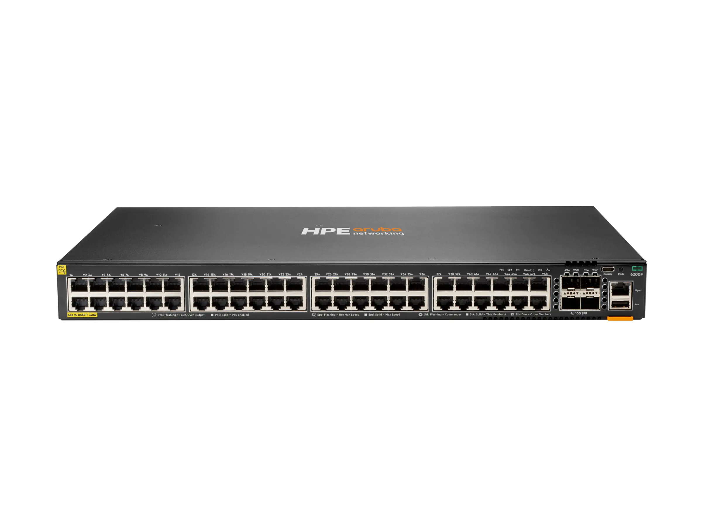 HPE Aruba Networking CX 6200F 48G Class 4 PoE 4SFP 740W Switch - Switch - max. Stapelentfernung 10 km - L3 - managed - 48 x 10/100/1000 (PoE+) S0M85A#ABB