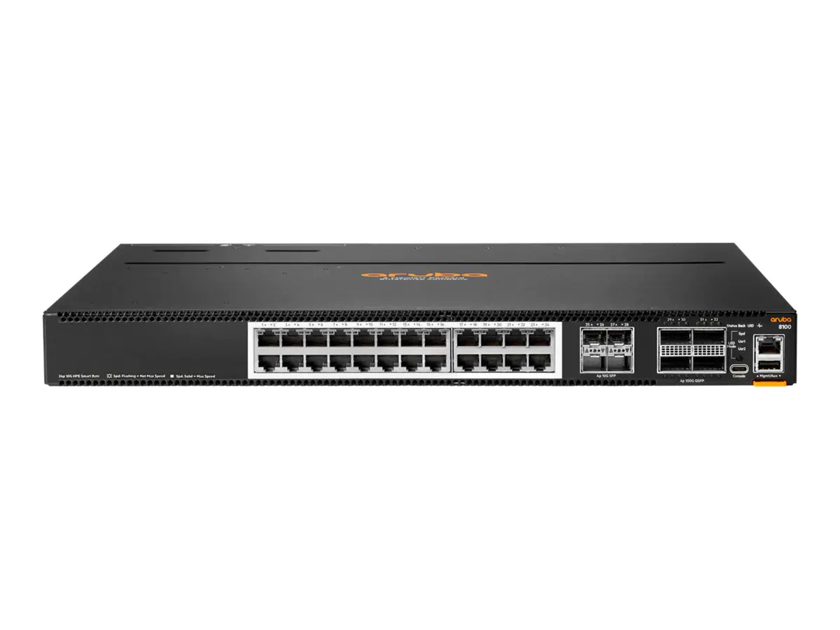 HPE Aruba Networking CX 8100 24x10GBase-T 4x10G SFP+ 4x40/100G QSFP28 Switch R9W89A