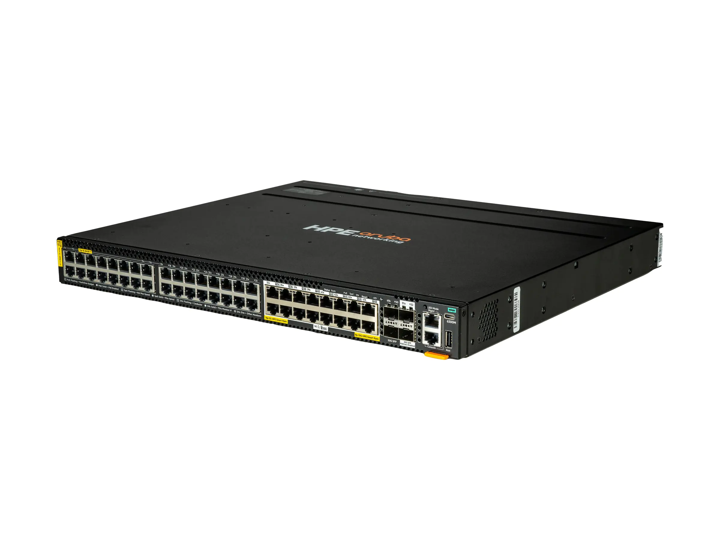 HPE Aruba Networking CX 6300M 32p 1G 16p Smart Rate 5G Class8 PoE 2p SFP56 50G 2p SFP28 25G MACsec Switch - Switch - L3 - managed - 32 x 10/100/1000 (PoE++) S4P41A