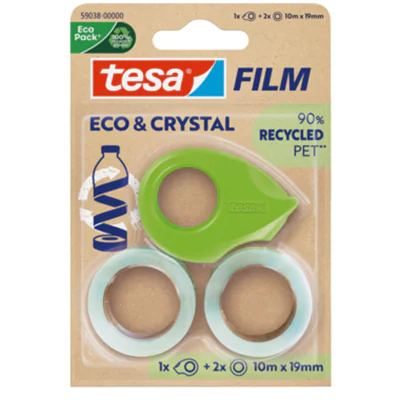 tesa® Klebefilm Eco & Crystal Mini Dispenser 19 mm x 10 m (B x L) beidseitig klebend ohne Lösungsmittel inkl. Handabroller aus Plastik, 100 % recycelt Acrylat transparent 2 St./Pack. tesa® Klebefilm Eco & Crystal Mini Dispenser 19 mm x 10 m (B x L) beidseitig klebend ohne Lösungsmittel inkl. Handabroller aus Plastik, 100 % recycelt Acrylat transparent 2 St./Pack.