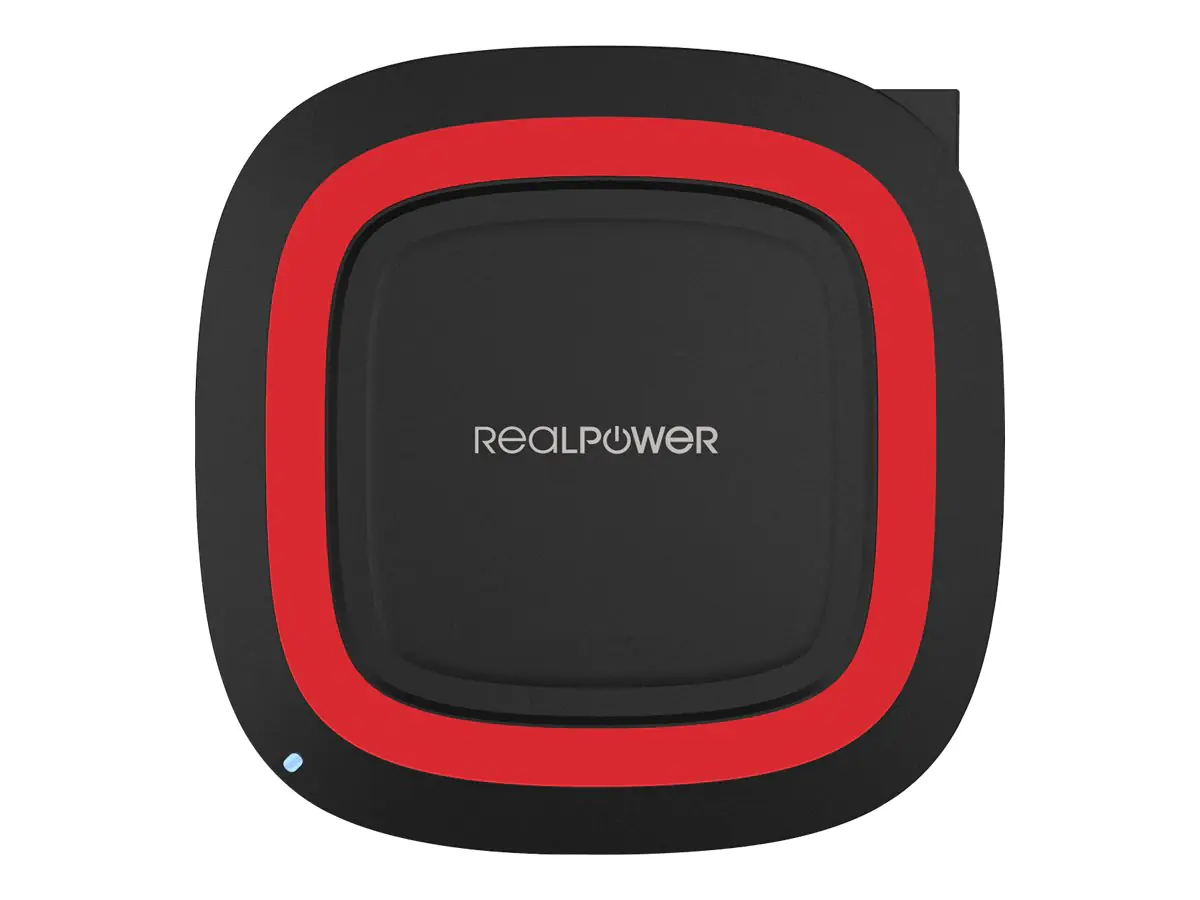 Realpower FreeCharge-10 - Kabelloses Ladegerät + AC-Netzteil - 10 Watt - Schwarz, Rot