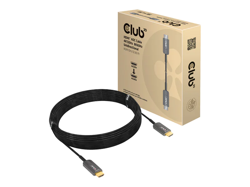 Club 3D CAC-1376 - Ultra High Speed - HDMI-Kabel - HDMI männlich zu HDMI männlich - 10 m - Active Optical Cable (AOC), Support von 4K 120 Hz, Support von 8K 60 Hz, unidirektional