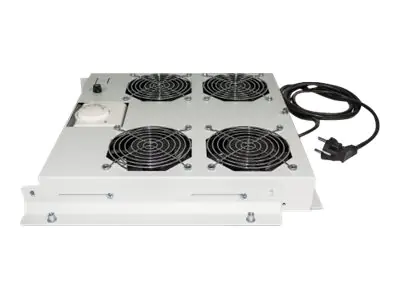 Intellinet 4-Fan Ventilation Unit for 19" Racks, Roof Mount, with Thermostat, Grey - Rack-Lüftereinsatz - mit 4 Lüfter, Thermostat - Wechselstrom 220/240 V - Grau, RAL 7035 - 48.3 cm (19")