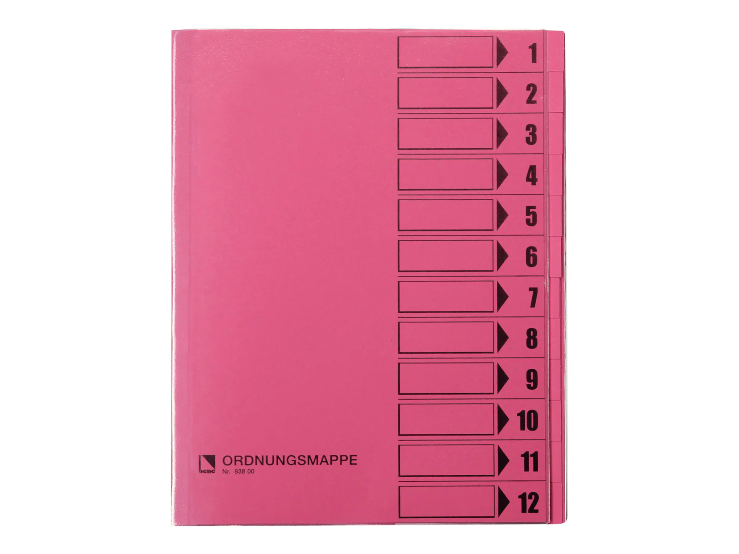 bene - Gliederungsordner - 12 Fächer - für A4 - mit Register - pink