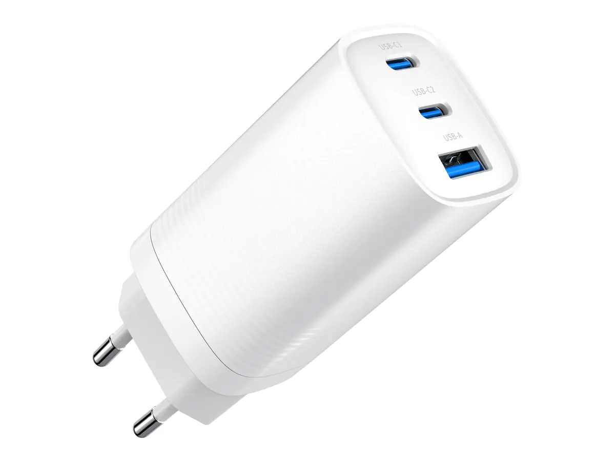 Gembird Netzteil - 65 Watt - 4.8 A - PD, QC 3.0 - 3 Ausgabeanschlussstellen (USB, USB-C) TA-UC-PDQC65-01-W
