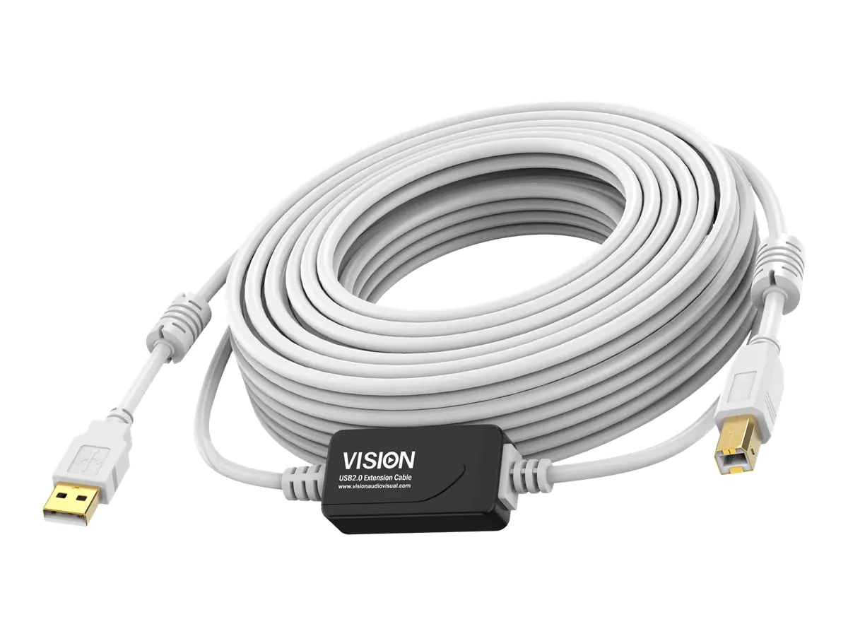 Vision Techconnect - USB-Kabel - USB (M) zu USB Typ B (M) - USB 2.0 - 10 m - Signalverstärker - weiß Vision Techconnect - USB-Kabel - USB (M) zu USB Typ B (M) - USB 2.0 - 10 m - Signalverstärker - weiß