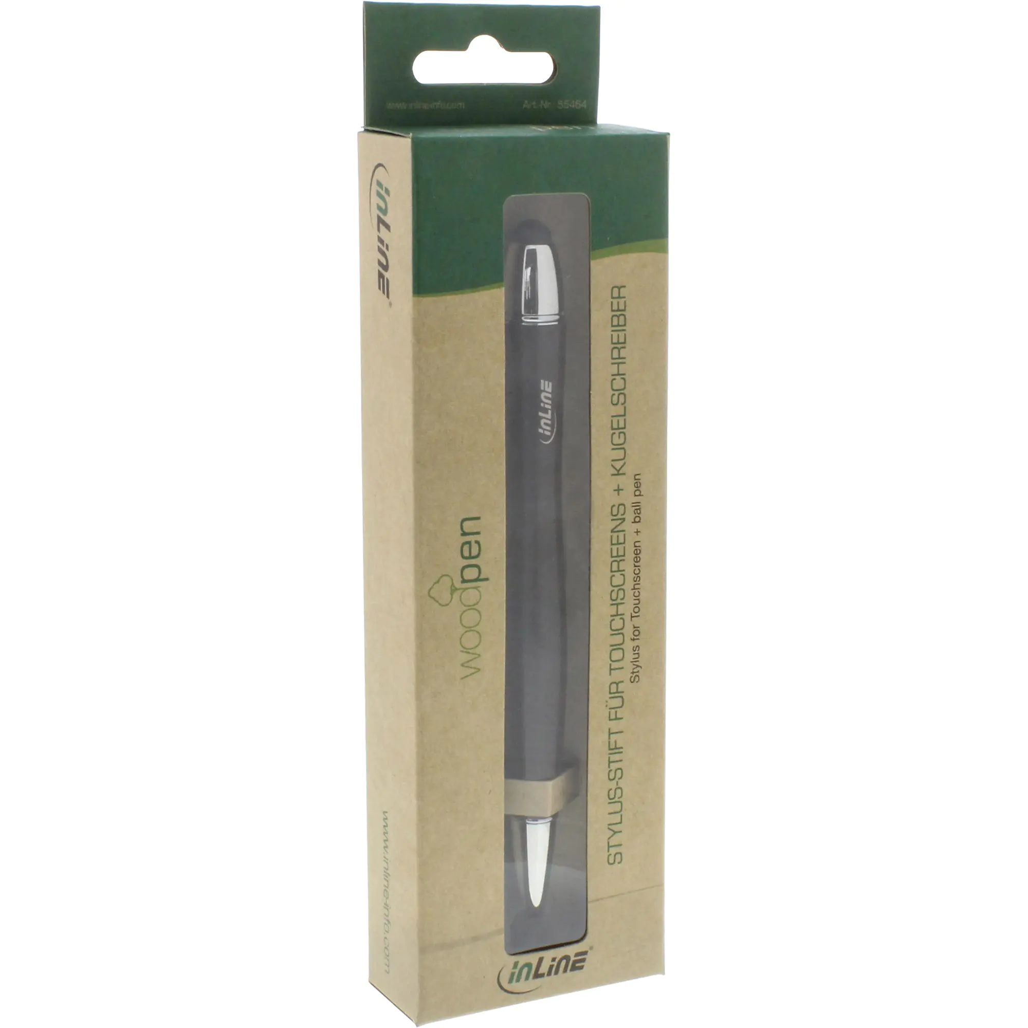 InLine woodpen - Stylus-Stift für Touchscreens + Kugelschreiber - Walnuss/Metall 55464