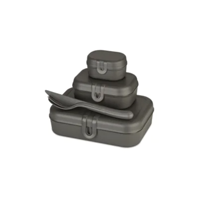 Koziol Lunchbox PASCAL READY 16,6 x 6,2 x 23,2 cm (B x H x L) 4-teiliges Lunchbox-Set inkl. Besteck TPE Kunststoff nature ash grey Koziol Lunchbox PASCAL READY 16,6 x 6,2 x 23,2 cm (B x H x L) 4-teiliges Lunchbox-Set inkl. Besteck TPE Kunststoff nature ash grey