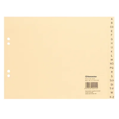 Soennecken Register 1920 DIN A4 A-Z halbe Höhe Papier chamois Soennecken Register 1920 DIN A4 A-Z halbe Höhe Papier chamois