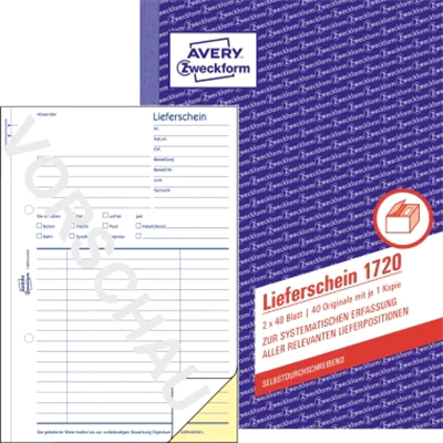 Avery Zweckform Lieferschein 1720 DIN A5 2x40Blatt Avery Zweckform Lieferschein 1720 DIN A5 2x40Blatt