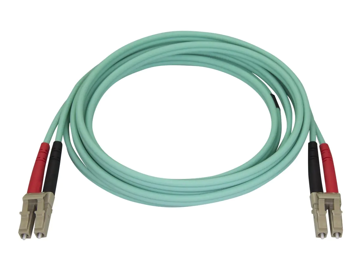 StarTech Aqua OM4 Duplex Multimode Fiber - 2m / 6 ft - 100 Gb - 50/125 - OM4 Fiber - LC to LC Fiber Patch Cable (450FBLCLC2) - Netzwerkkabel - LC Multi-Mode (M) bis LC Multi-Mode (M) - 2 m - Glasfaser - Duplex - 50/125 Mikrometer - OM4 - Aquamarin
