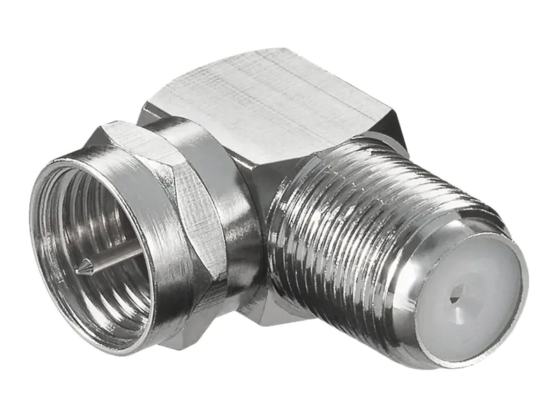 goobay - RF-Adapter - F-Stecker weiblich zu F-Stecker männlich - 90° Stecker