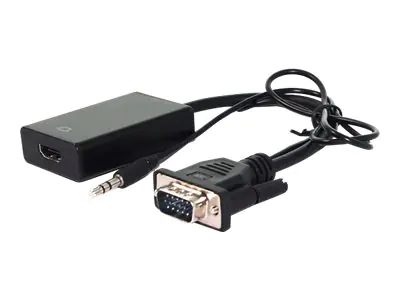 VALUE - HDMI-Adapter - HDMI (W) bis HD-15 (VGA), Stereo Mini-Klinkenstecker (M) - 15 cm - Schwarz