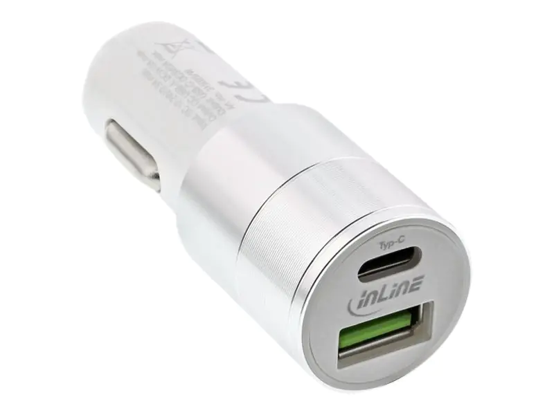 InLine - Auto-Netzteil - 3 A - QC 3.0 - 2 Ausgabeanschlussstellen (USB, 24 pin USB-C) - weiß InLine - Auto-Netzteil - 3 A - QC 3.0 - 2 Ausgabeanschlussstellen (USB, 24 pin USB-C) - weiß