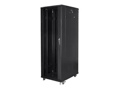 Lanberg FF01 series - Schrank Netzwerkschrank - 800 x 800, flat pack - mit 4 Lüfter - freistehend, bodenstehend - Schwarz, RAL 9004 - 47U - 48.3 cm (19") FF01-8847-12B