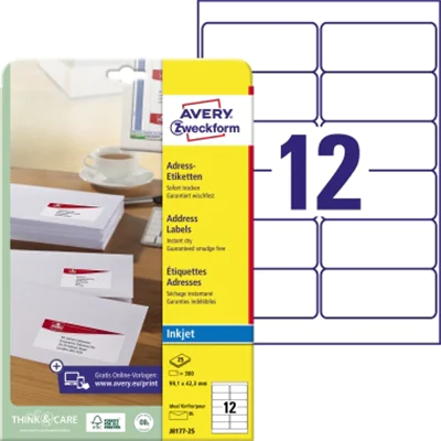 Avery Zweckform Etikett J8177-25 99,1x42,3mm weiß 300 St./Pack. Avery Zweckform Etikett J8177-25 99,1x42,3mm weiß 300 St./Pack.
